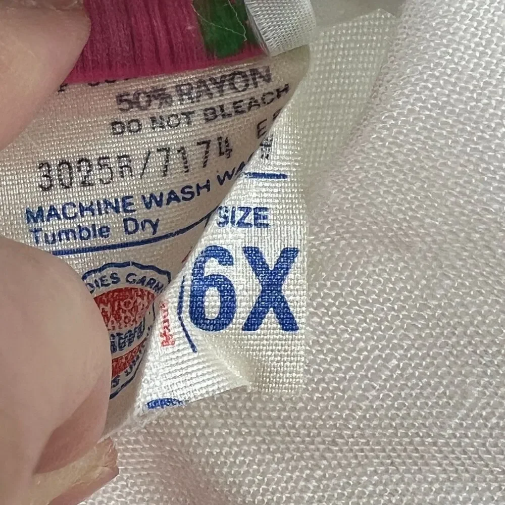 Vintage Wildflower Collection JCPenney Girls White Dress Pink Ribbon Size 6X USA